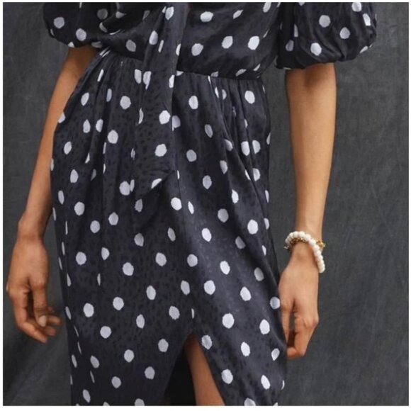 BNWT Delfi Collective x Anthropologie Black & White Polka Dot Midi Dress S - Picture 8 of 16